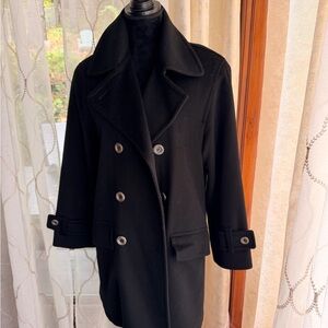 Classic Black Double-Breasted Women's Coat